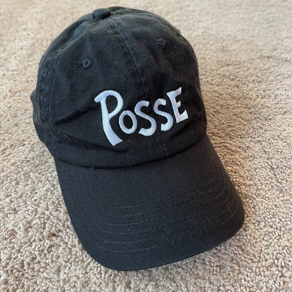 Posse Black Embroidered Hat Dad Cap White Embroidered Script Cotton, Made in USA